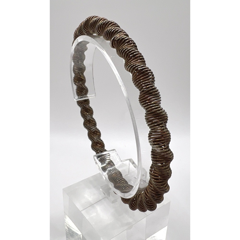 Bronze/gold tone Stretch Wire Bracelet Abstract‎ Modern Minimalist Design